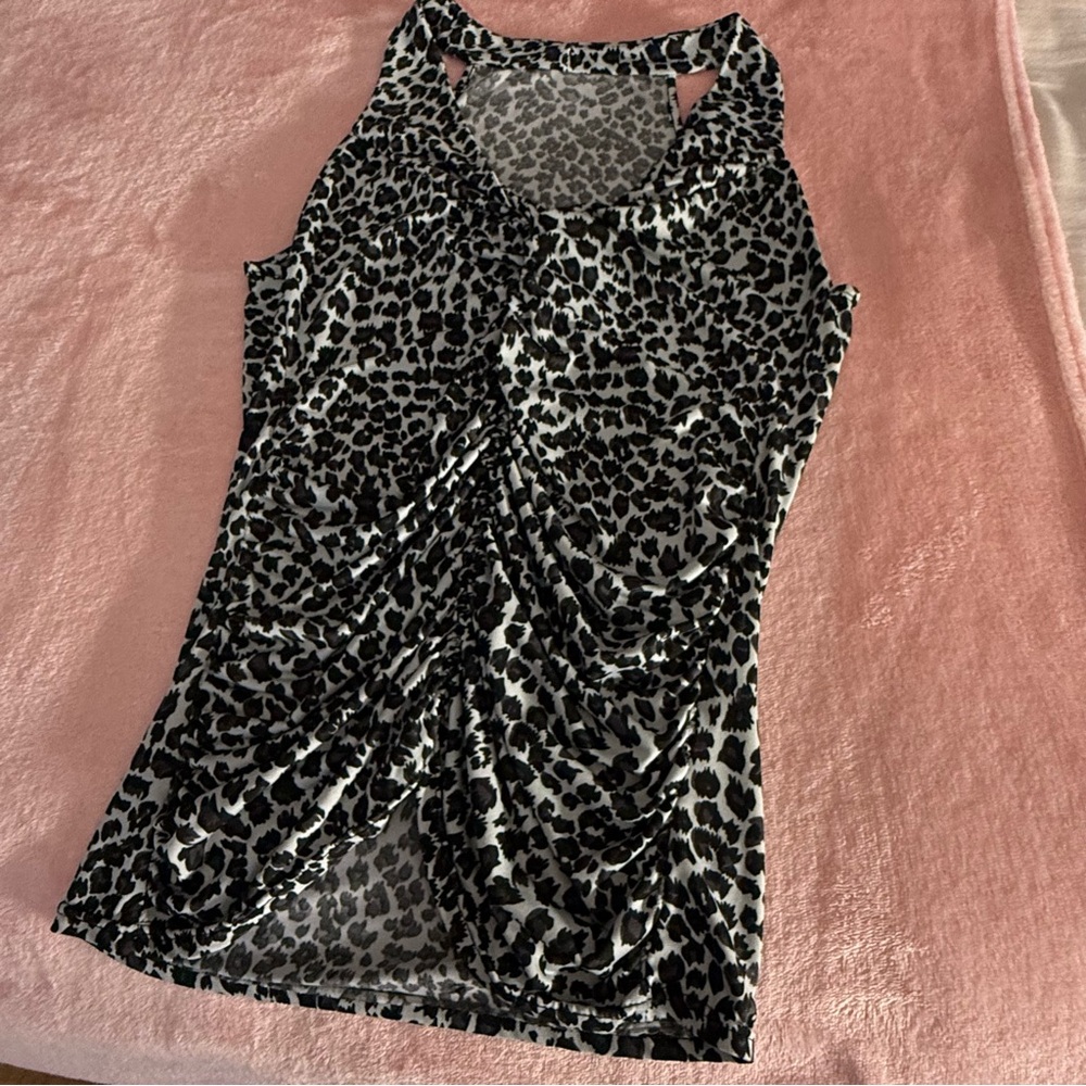 Leopard Print Sleeveless Ruched Club Top